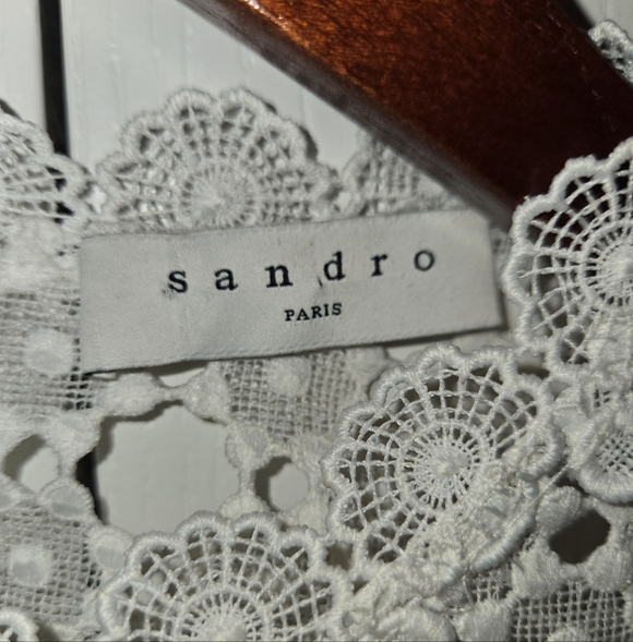 Sandro Gab Embroidered Floral Lace Two-Tone Open-Back Mini Dress – Size 38 #N4 - Picture 3 of 8